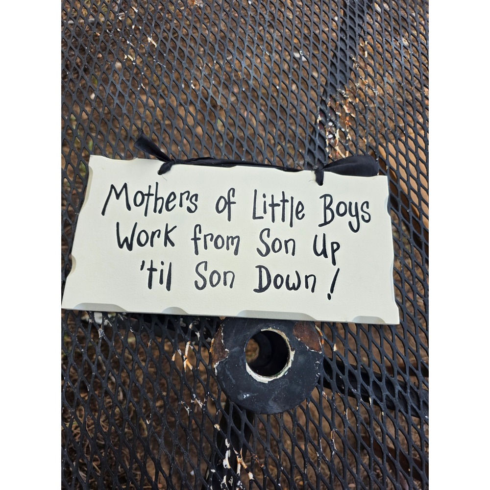 Talkin Timber Signs Mothers of Little Boys Wooden Hanging Plaque Cream Black